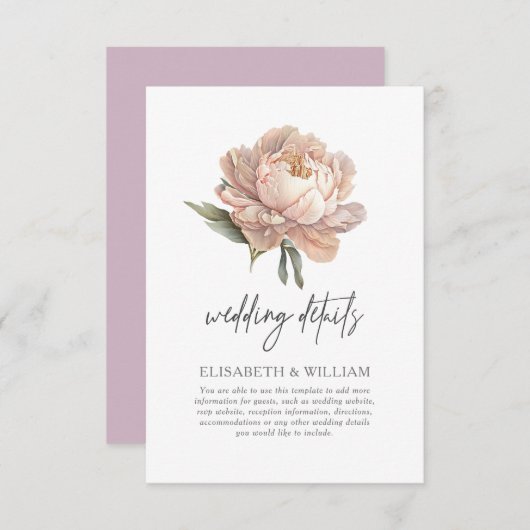 Einzelheiten zur Hochzeit im Wasserfarben-Garten Begleitkarte (Vorne/Hinten)