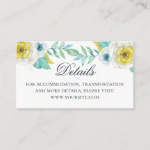 Einzelheiten zur Hochzeit in Aquarellblau und Gelb