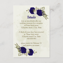Einzelheiten zur Hochzeit in Royal Blue Beige Begleitkarte