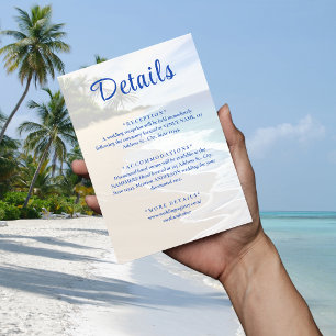 Einzelheiten zur Hochzeit in Urlaubsort von Blue B Begleitkarte