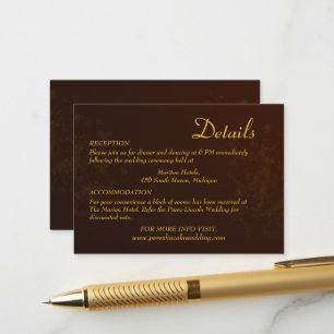 Einzelheiten zur Hochzeit mit reichhaltiger dunkle Begleitkarte