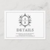 Einzelheiten zur Hochzeit mit schwarzem blumengesc Begleitkarte (Vorderseite)