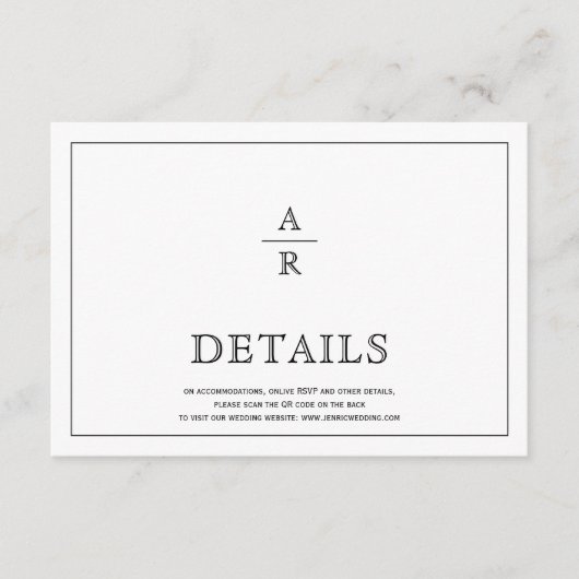 Einzelheiten zur Hochzeit mit schwarzem blumengesc Begleitkarte (Vorderseite)