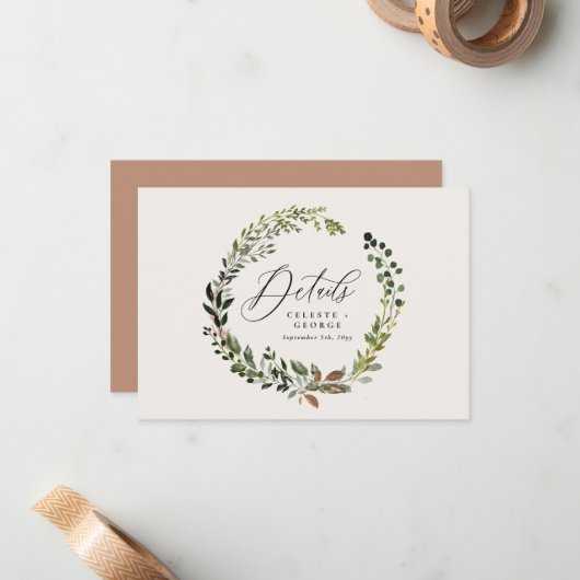 Einzelheiten zur Hochzeit von botanischen Scheunen Mitteilungskarte (Vorderseite/Rückseite Beispiel)