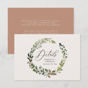 Einzelheiten zur Hochzeit von botanischen Scheunen Mitteilungskarte