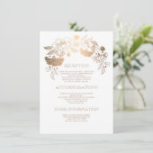 Einzelheiten zur Hochzeit von Gold Floral - Inform Begleitkarte (Stehend Vorderseite)