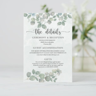 Einzelheiten zur Hochzeit von Grünem Eukalyptus Begleitkarte