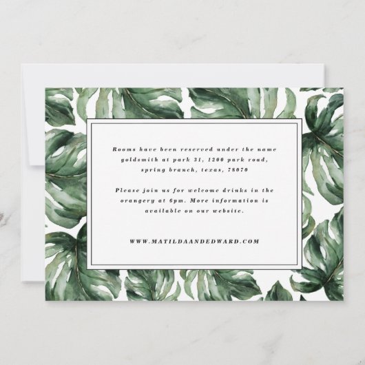 Einzelheiten zur Hochzeit von Palmenblättern Ankündigung (Rückseite)