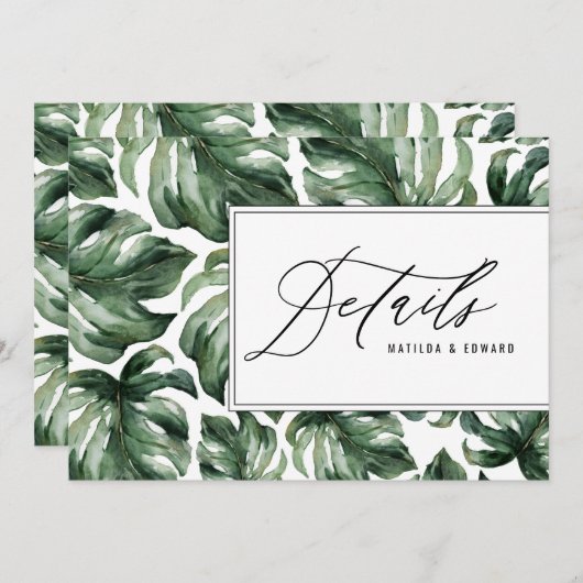 Einzelheiten zur Hochzeit von Palmenblättern Ankündigung (Vorne/Hinten)