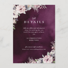 Einzelheiten zur Hochzeit von Pflaumen und staubig Begleitkarte