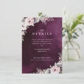 Einzelheiten zur Hochzeit von Pflaumen und staubig Begleitkarte (Stehend Vorderseite)