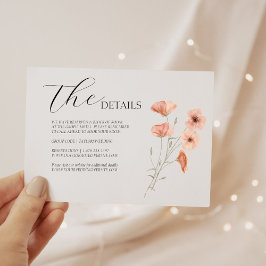 Einzelheiten zur Hochzeit von Poppy Orange Blume RSVP Karte