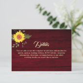 Einzelheiten zur Hochzeit von rustikalen Sonnenblu Begleitkarte (Stehend Vorderseite)