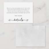 Einzelheiten zur Hochzeitsfeier Begleitkarte (Vorne/Hinten)