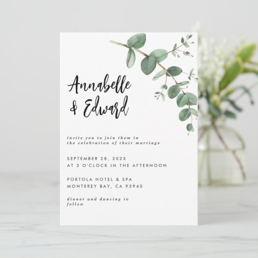 Einzelheiten zur Hochzeitsskalyptus und Einladung (Stehend Vorderseite)