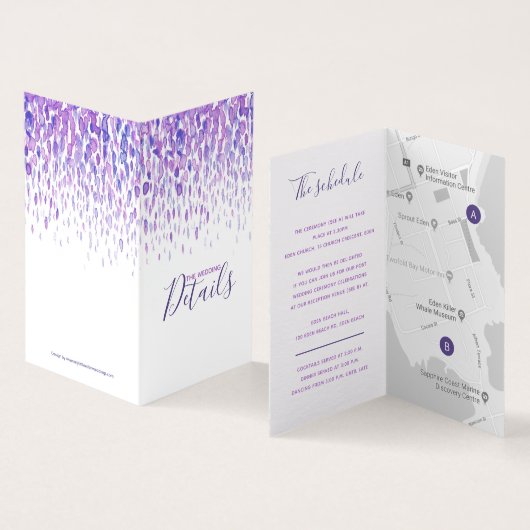 Einzelheiten zur Hochzeitsszenario lila Zeitplan (Innenseite und Außenseite)