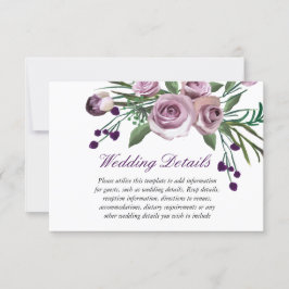 Einzelheiten zur lila Rose Blumenhochzeit Einladung