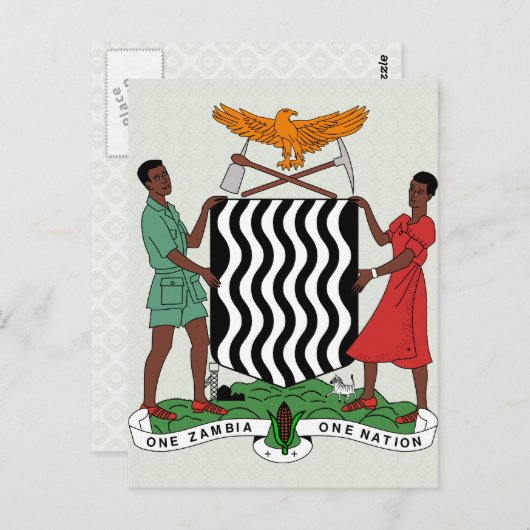 Einzelheiten zur sambischen Wappen Postkarte (Vorne/Hinten)