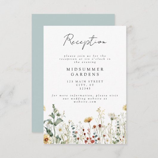 Einzelheiten zur Sommerhochzeit in der Wildblume Begleitkarte (Vorne/Hinten)