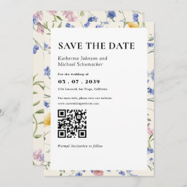 Einzelheiten zur Wildblume von Aquarellfarben und  Save The Date