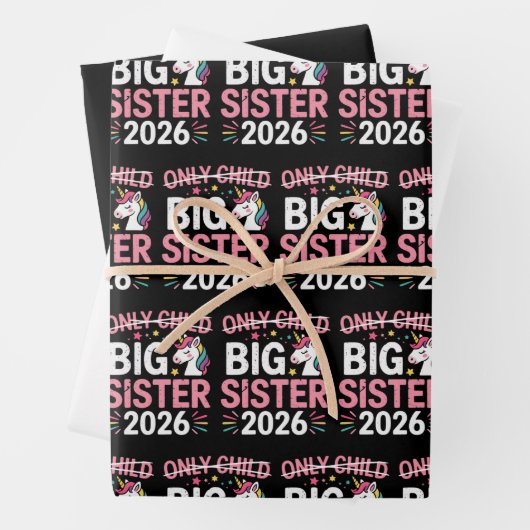 Einzelkind durchgestrichen große Schwester 2026 Sc Geschenkpapier Set (Beispiel)