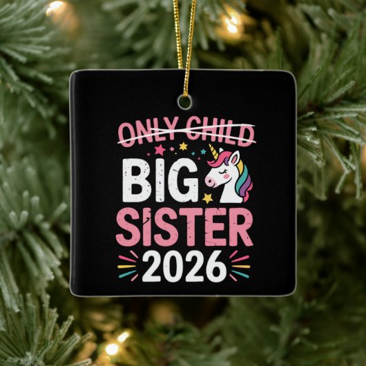 Einzelkind durchgestrichen große Schwester 2026 Sc Keramikornament (Baum)