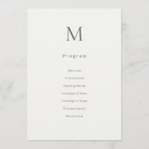 Einzelne anfängliche zivile Hochzeitsprogrammkarte