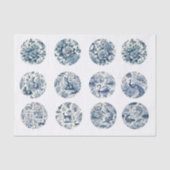 Einzelne Blaue Chinoiserie-Inspirierte Decoupage Seidenpapier (Vorderseite)