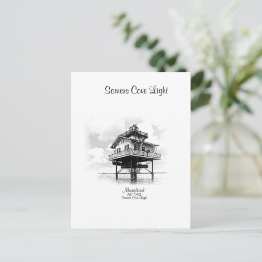 EINZELNE COVE LIGHTHOUSE - POSTCARD POSTKARTE (Stehend Vorderseite)