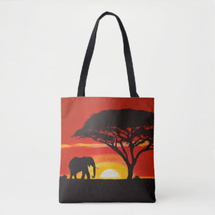 Einzelne Elefanten in einem afrikanischen Sonnenun Tasche