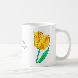 Einzelne gelbe Tulpe mit roten Highlights Kaffeetasse