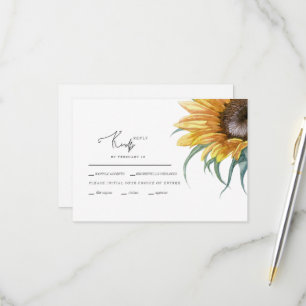 Einzelne große Sonnenblumen-Hochzeits-RSVP-Karte RSVP Karte