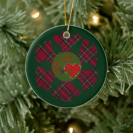 Einzelne Karo-Schneeflocke Keramik Ornament