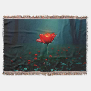 Einzelne leuchtend rote Blumenkunst Decke
