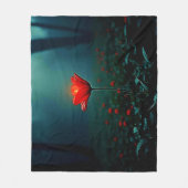 Einzelne leuchtend rote Blumenkunst Fleecedecke (Vorderseite)