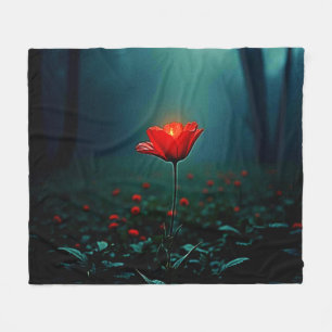 Einzelne leuchtend rote Blumenkunst Fleecedecke