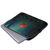 Einzelne leuchtend rote Blumenkunst Laptopschutzhülle (Vorne Knopf)