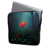 Einzelne leuchtend rote Blumenkunst Laptopschutzhülle (Vorderseite Links)