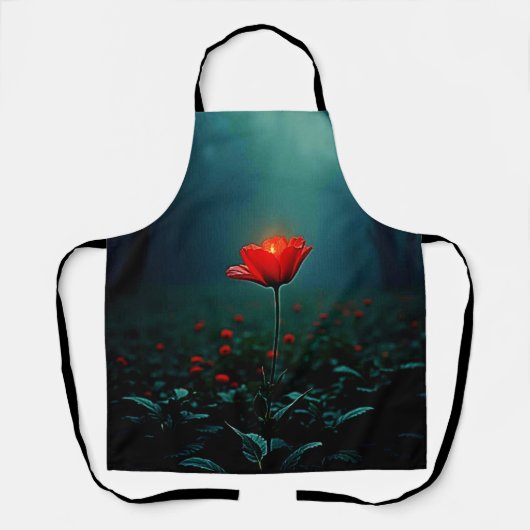 Einzelne leuchtend rote Blumenkunst Schürze (Vorderseite)