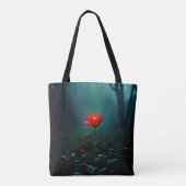 Einzelne leuchtende rote Blume Kunst Tasche (Rückseite)