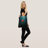Einzelne leuchtende rote Blume Kunst Tasche (Am Model)