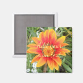 Einzelne orange Blume mit individuellem Text Magnet (Vorderseite/Rückseite)