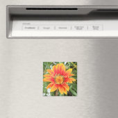 Einzelne orange Blume mit individuellem Text Magnet (In Situ (Geschirrspüler))