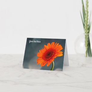 Einzelne orangefarbene Gerbera-Grußkarte Dankeskarte