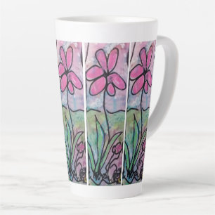 Einzelne rosa Blume Milchtasse