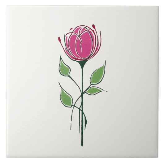 Einzelne rosa Glasgow-Rose Fliese (Vorderseite)