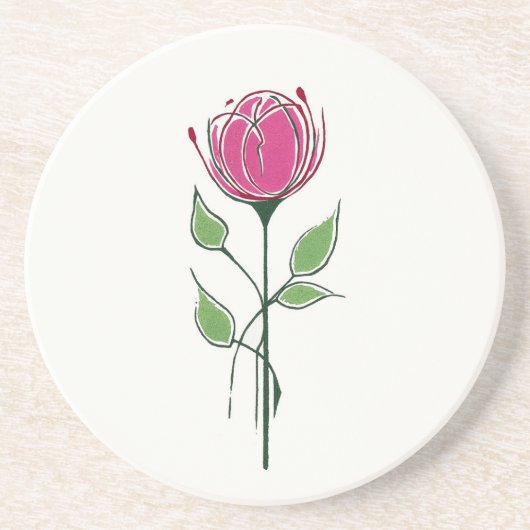 Einzelne rosa Glasgow-Rose Getränkeuntersetzer (Vorne)