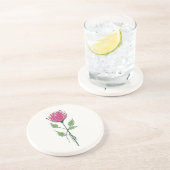 Einzelne rosa Glasgow-Rose Getränkeuntersetzer (Seite)
