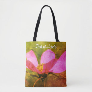 Einzelne rosa Kosmos-Blumenkunst personalisiert Tasche