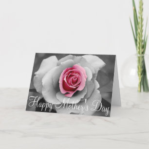 Einzelne rosa Rose Muttertag Grußkarte Karte